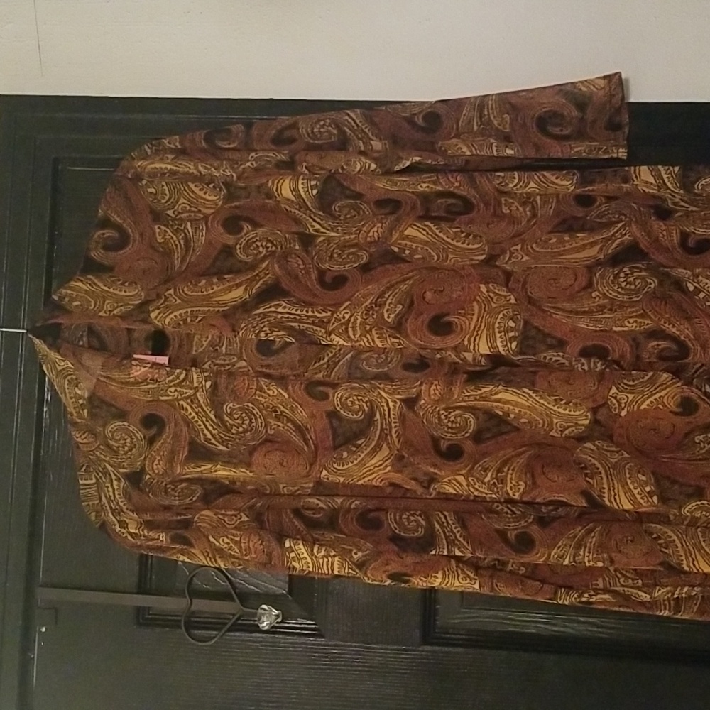 Women's Objex Sheer Paisley Print Jacket; Brown Gold and Orange; Size 1X; NWOT